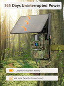 NÖRDIC 4G vildtkamera med 4W solpanel, 3MP FHD, camouflage, LTE 4G SIM-kort og IP66 vandbeskyttelse