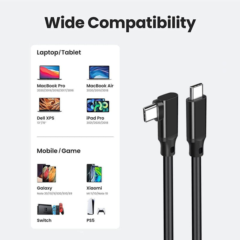 NÖRDIC 50 cm 10 Gbps 5A Strømforsyning PD100W med Emarker USB3.2 Gen2 USB-C til C nylon flettet kabel hurtig opladning