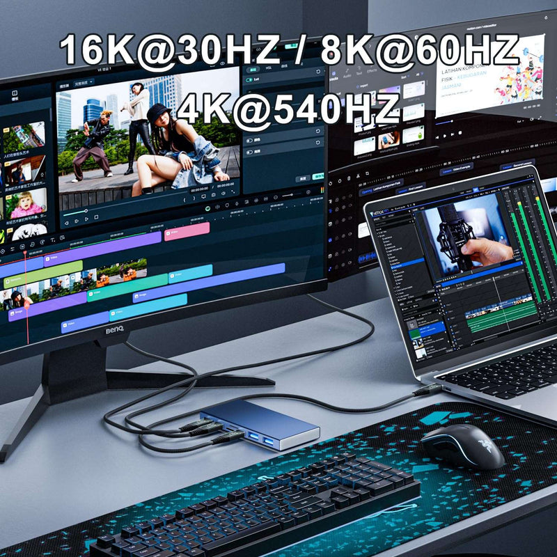 NÖRDIC 50cm Thunderbolt 5 kabel 80Gbps dataoverførsel 240W opladning 120Gbps båndbredde 16K60Hz 8K60Hz 4K540Hz