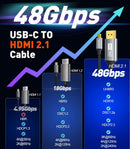 NÖRDIC 5m kabel USB-C til HDMI 2.1 8K30Hz 4K120Hz 48Gbps HDR kompatibel med Thunderbolt 3 og 4