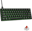 NÖRDIC 60% Kablet mekanisk gaming-tastatur med røde switches, LED-baggrundsbelysning, ultrakompakt 61 taster, US layout