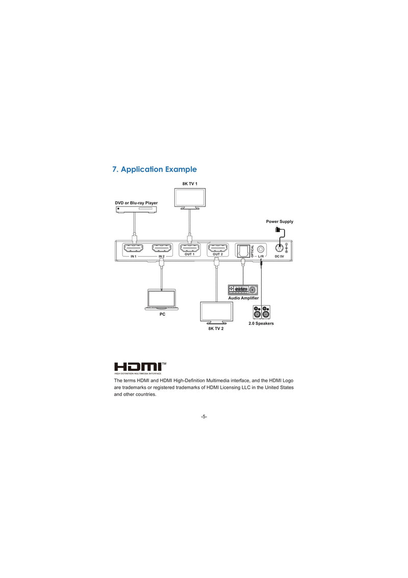 NÖRDIC 8K HDMI 2.1 Matrix switch 2x2 med lyd-extractor Toslink & Stereo EDID CEC, Dolby Atmos, Digital Plus, DTS-EX