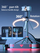 NÖRDIC AI Auto Face Tracking Selfie Stick – 360° rotation + 270° tilt, 4-i-1 telefonstativ, 180 cm stativ i aluminiumlegering med 4 ben