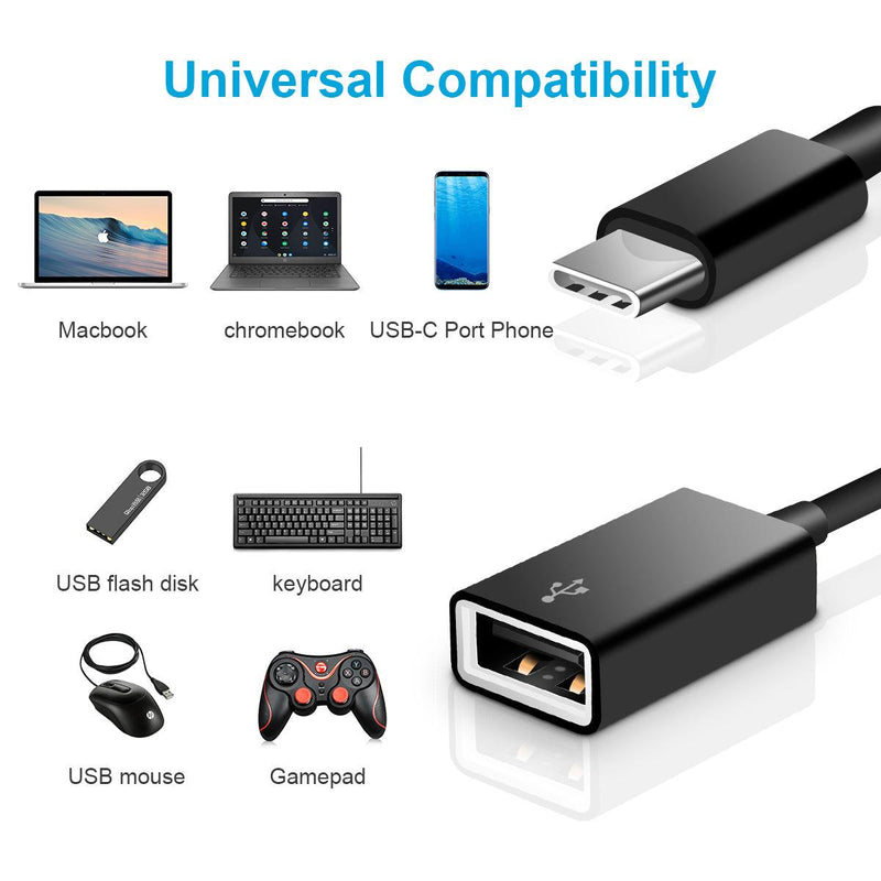 NÖRDIC A USB OTG til USBC 3.1 Gen 1 adapter aluminium 50cm sort USBC OTG Cable
