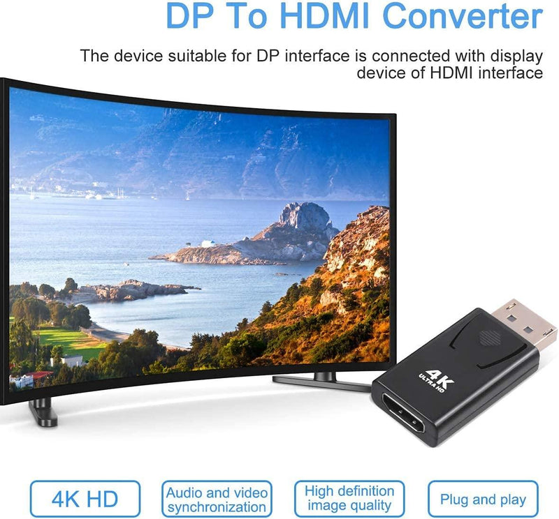 NÖRDIC Aktiv adapter Displayport1.2 han til HDMI1.4b hun 4K 60Hz Eyefinity sort
