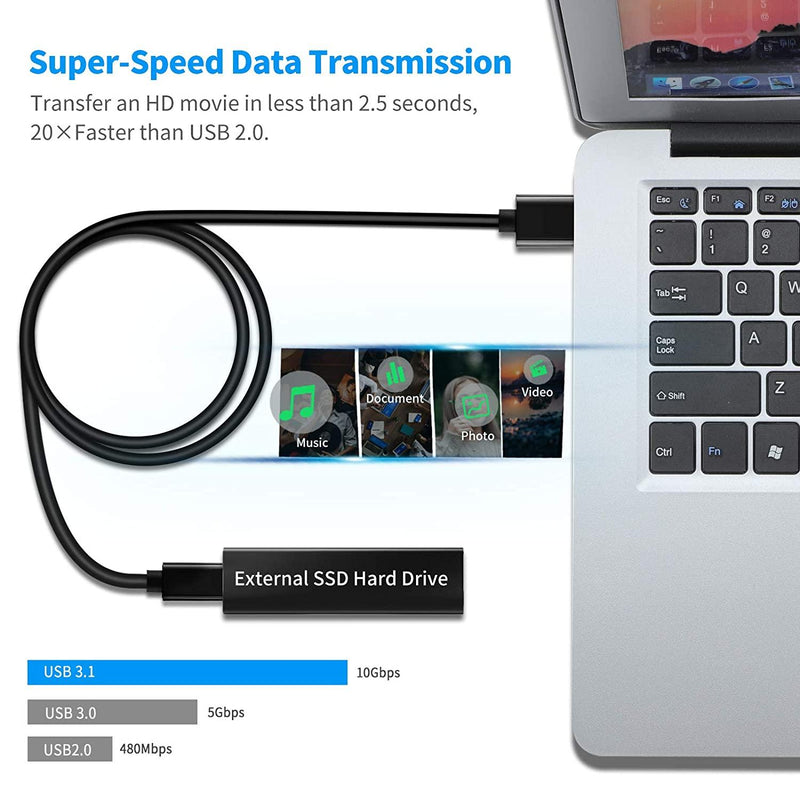 NÖRDIC C 3m USB-kabel til USB A USB3.1 Gen1 hurtig opladning 60W 5Gbps 3A, Nylon Flettet sort