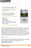 NÖRDIC CERTIFICEREDE KABLER 1m Ultra High Speed HDMI 2.1 8K 60Hz 4K 120Hz 48Gbps Dynamic HDR eARC VRR Nylon flettet kabel Guldbelagte stik