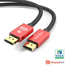 NÖRDIC 2m nylon flettet Displayport 2.1 kabel DP80 UHBR20 80Gbps 16/10/8K60H 4K165/144Hz DSC1.2a HDR HDCP2.2 FreeSync G-Sync
