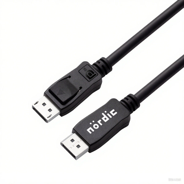 NÖRDIC CERTIFIED CABLES 3m nylonflettet Displayportkabel 1.4 UHD 8K60Hz 4K144Hz HBR3 32,4Gbps 10-bit HDR PVC