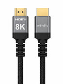 NÖRDIC CERTIFIED CABLES 50cm Ultra High Speed HDMI2.1 8K60Hz 4K120Hz 48Gbps Dynamic HDR eARC Game Mode VRR Dolby ATMOS nylonflätad kabel guldpläterad