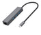 NÖRDIC C USB til Ethernet 100 Mbps netværksadapter med 3xUSB 3.1 hub, Aluminium Space Grey