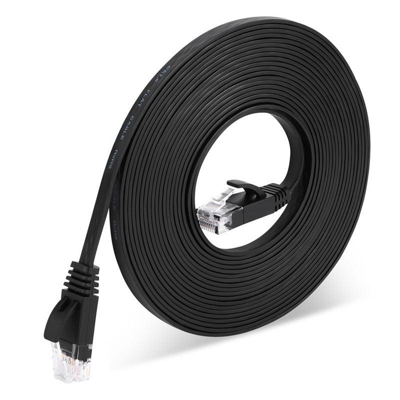 NÖRDIC Cat6 U / UTP flad netværkskabel 5m 250MHz båndbredde, 10Gbps overførselshastigheden sort