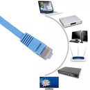 NÖRDIC Cat6 U/UTP fladt netværkskabel 7,5m 250MHz båndbredde og 10Gbps transmissionshastighed blå