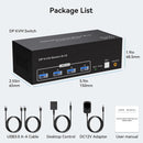 NÖRDIC DisplayPort 1.4 KVM-switch 2 computere 3 skærme 8K60Hz 4K144Hz triple skærm 4 USB 3.0 til 2 PC'er deler 3 skærme