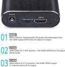 NÖRDIC Extractor HDMI HDMI til HDMI, Toslink og 3,5 mm stereo med ARC, 4K 60Hz Dolby 3D