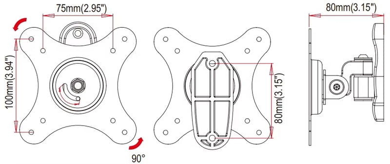 NÖRDIC Full Motion Fleksibelt Vægbeslag 10-24" Vesa  75x75, 100x100