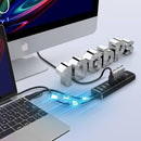 NÖRDIC GEN 3.2 USB-C og USB-A drevet Hub 7ports 7x10Gbps 1m kabel individuel switch