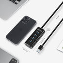 NÖRDIC Gen2 3.2 USB-A 4-ports Powered Hub 10Gbps 1m kabel individuel switch