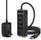 NÖRDIC Gen2 3.2 USB-A 4-ports Powered Hub 10Gbps 1m kabel individuel switch