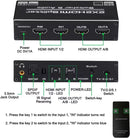 NÖRDIC HDMI 4K 60Hz Switch-Splitter 2x2 Audio SPDIF/Stereo med fjernbetjening