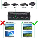 NÖRDIC HDMI 4K 60Hz Switch-Splitter 2x2 Audio SPDIF/Stereo med fjernbetjening