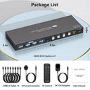 NÖRDIC HDMI KVM Switch 4 Computers EDID 4K60Hz  4xUSB3.0 4 PC Sharing 1 Monitor and 4 USB 3.0 Devices with Controller