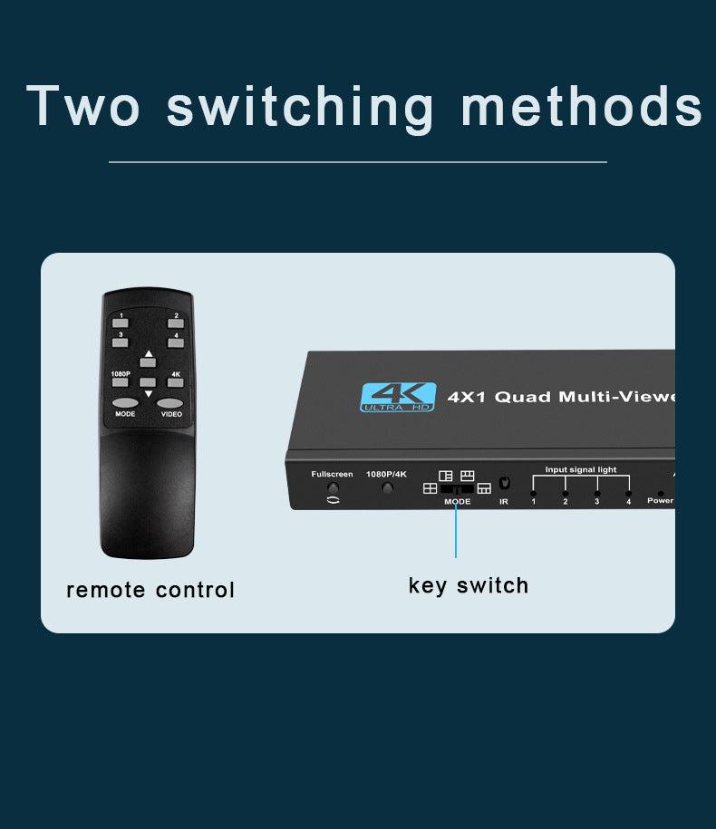 NÖRDIC HDMI scaler switch 4 til 1 med Multiviewer 4K30hz HDCP1.4