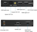 NÖRDIC HDMI splitter 1 til 2 med Audio Extractor 4K60Hz HDCP2.3 HDR10 Toslink SPDIF + Koaksial + 3,5 mm lyd