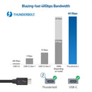 NÖRDIC Intel Certified 1m Thunderbolt 4 USB C kabel 40Gbps 100W opladning 8K video kompatibel med USB 4 og Thunderbolt 3