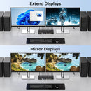 NÖRDIC KVM 4x2 HDMI 2.1 Switch 4PC til Dobbelt Skærm HDMI 8K60Hz med 1x3.5mm og 4xUSB-A