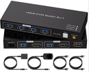NÖRDIC KVM-switch 2 til 1 HDMI 2.0 4K60Hz til PC, Xbox, PS5 og bærbar computer med 4×USB 3.0-porte