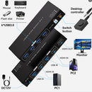 NÖRDIC KVM-switch 2 til 1 HDMI 2.0 4K60Hz til PC, Xbox, PS5 og bærbar computer med 4×USB 3.0-porte