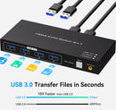 NÖRDIC KVM-switch 2 til 1 HDMI 2.0 4K60Hz til PC, Xbox, PS5 og bærbar computer med 4×USB 3.0-porte