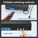 NÖRDIC KVM Switch 3 til 3, 4xUSB3.0 2xDP 1xHDMI 8K30Hz med trådløs kontrol