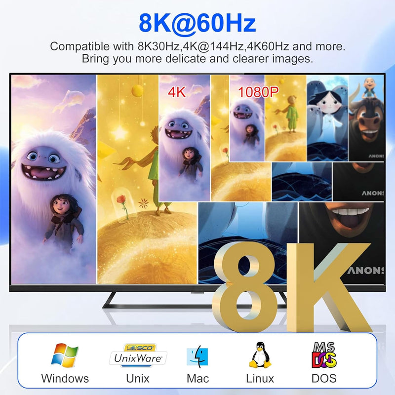 NÖRDIC KVM-Switch 4 til 2 HDMI 2.1 8K@60Hz 4K@120Hz 4xUSB-A