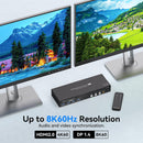 NÖRDIC KVM-switch 3 til 2 8K60Hz DP 1.4 HDMI 2.0 KVM USB 3.0