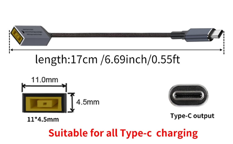 NÖRDIC Lenovo Square Yellow til USB-C adapter 17 cm