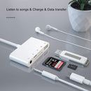 NÖRDIC Lightning adapter 1 til 5 porte 1xUSB A 3.1 Lightning port 1x 3,5 1x Audio 1xSD- og 1xTF kortlæser
