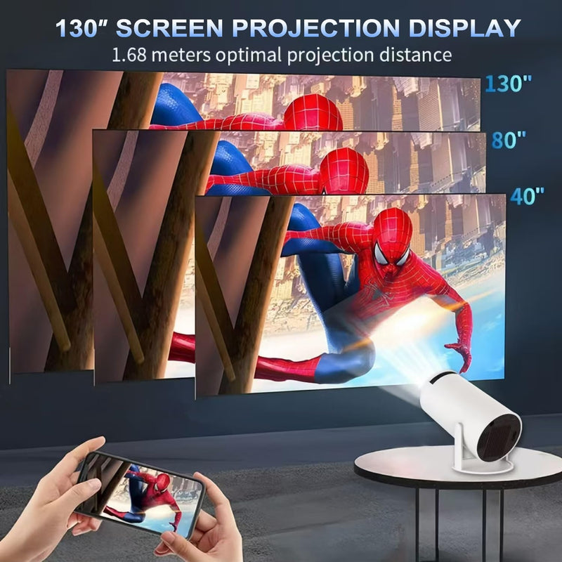 NÖRDIC Mini Portable Projector – 720p HD-understøttelse, Android 11, WiFi 6, BT 5.0, 180° rotation, hjemmebiografprojektor