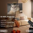 NÖRDIC Mini Portable Projector – 720p HD-understøttelse, Android 11, WiFi 6, BT 5.0, 180° rotation, hjemmebiografprojektor