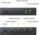 NÖRDIC Optisk S/PDIF Toslink 1 til 4 Splitter 192kHz