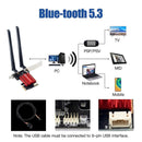 NÖRDIC PCIe AX210 WiFi-kort, tri-band 6 GHz/5 GHz/2,4 GHz internt netværkskort, 5400 Mbps, PCIe, 8 dBi, Bluetooth 5.3-adapter