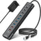 NÖRDIC Powered 10-ports USB-C & A Hub, 3x10G USB-A og USB-C USB3.2 GEN2, 4x5G USB-A USB3.2 GEN1, 1xUSB-C 20W PD, 2xUSB-A opladning med individuel switch