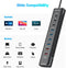 NÖRDIC Powered 10-ports USB-C & A Hub, 3x10G USB-A og USB-C USB3.2 GEN2, 4x5G USB-A USB3.2 GEN1, 1xUSB-C 20W PD, 2xUSB-A opladning med individuel switch