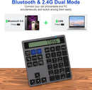 NÖRDIC Slim 34-tasters numerisk tastatur med Bluetooth og display, 2-i-1 dataindtastning + lommeregner til laptop, MacBook, Mac, Surface, PC og Chrome