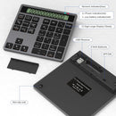 NÖRDIC Slim 34-tasters numerisk tastatur med Bluetooth og display, 2-i-1 dataindtastning + lommeregner til laptop, MacBook, Mac, Surface, PC og Chrome
