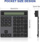 NÖRDIC Slim 34-tasters numerisk tastatur med Bluetooth og display, 2-i-1 dataindtastning + lommeregner til laptop, MacBook, Mac, Surface, PC og Chrome