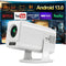 NÖRDIC Smart Projektor Android 13.0, Native 1080P, Auto Keystone, 300ANSI 4K HDR Support, Roterbar Design WiFi 6 & BT, Skærm spejling, ARC