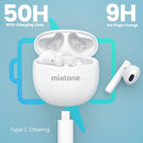 NÖRDIC True Wireless Earbuds, Bluetooth 5.3 9H Playtime med opladningsetui, Indbygget mikrofon til telefonopkald, Semi-in-Ear høretelefoner - Hvid