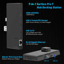 NÖRDIC USB 7-ports dockingstation til MicroSoft Surface Pro7 1xHDMI4k30Hz 2xUSB-A 5Gbps 1xUSB-C PD87W 1xRJ45 LAN og 1xTF og 1xSD